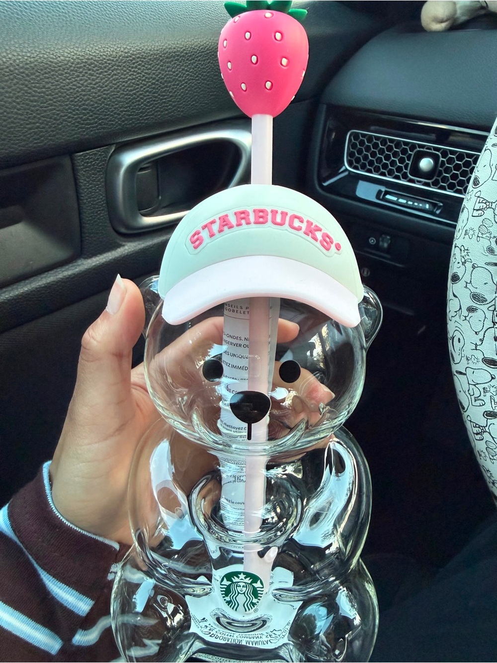 Starbucks authentic Pink Bear Cup with Strawberry Straw - Bearista Cup 🍓